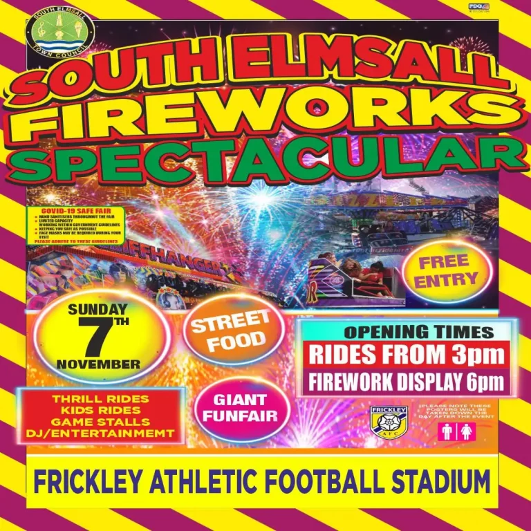 Poster advertising South Elmsall Fireworks Spectacular